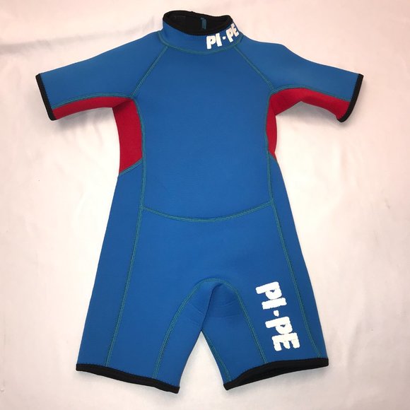 PI-PE Youth Neopren Wetsuit Zip Back Size Small Black Red Blue